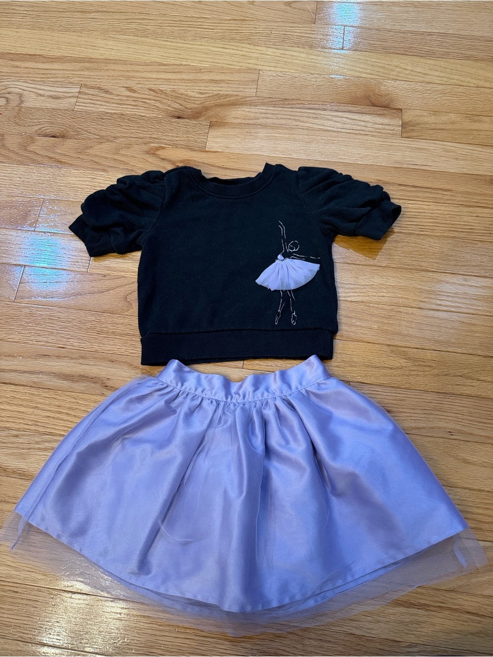 Janie and Jack Black Top with Lavender Tulle Skirt Set